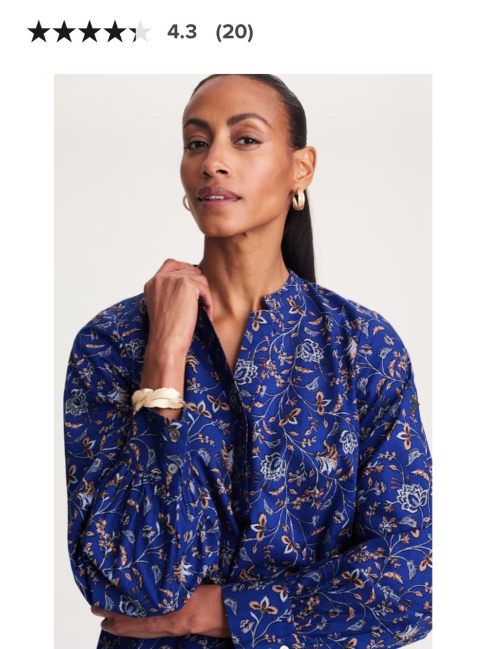 J. Jill Royal Blue Floral Button-Front Shirt